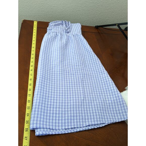 Divided H&M Babydoll Dress M Purple Gingham Check Mini Spaghetti Straps Sundress - Picture 8 of 10